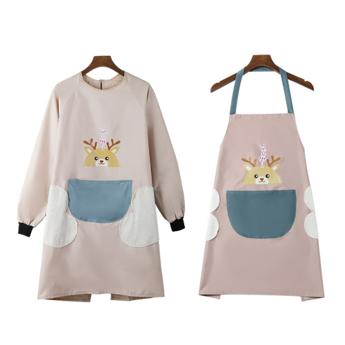Apron wholesale home kitchen waterproof and oil-proof hand-wipeable work clothes men's coveralls cute Korean style women's cooking apron