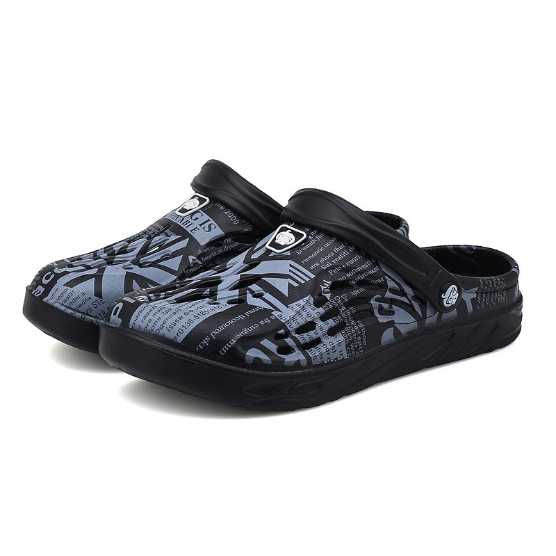 Zapatos de agujero de los hombres zapatillas de moda al aire libre sandalias personalizadas de doble uso hogar cómodo verano cerrado toe sandalias de playa
