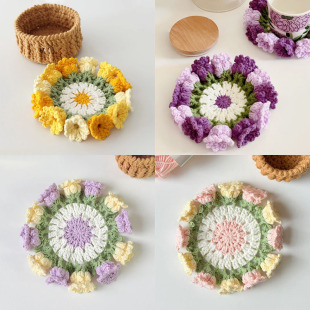 Handmade DIY Lily of the Valley Flower Coaster Bouquet Wool Crochet Material Package Boring Relief Knitting Gift Time