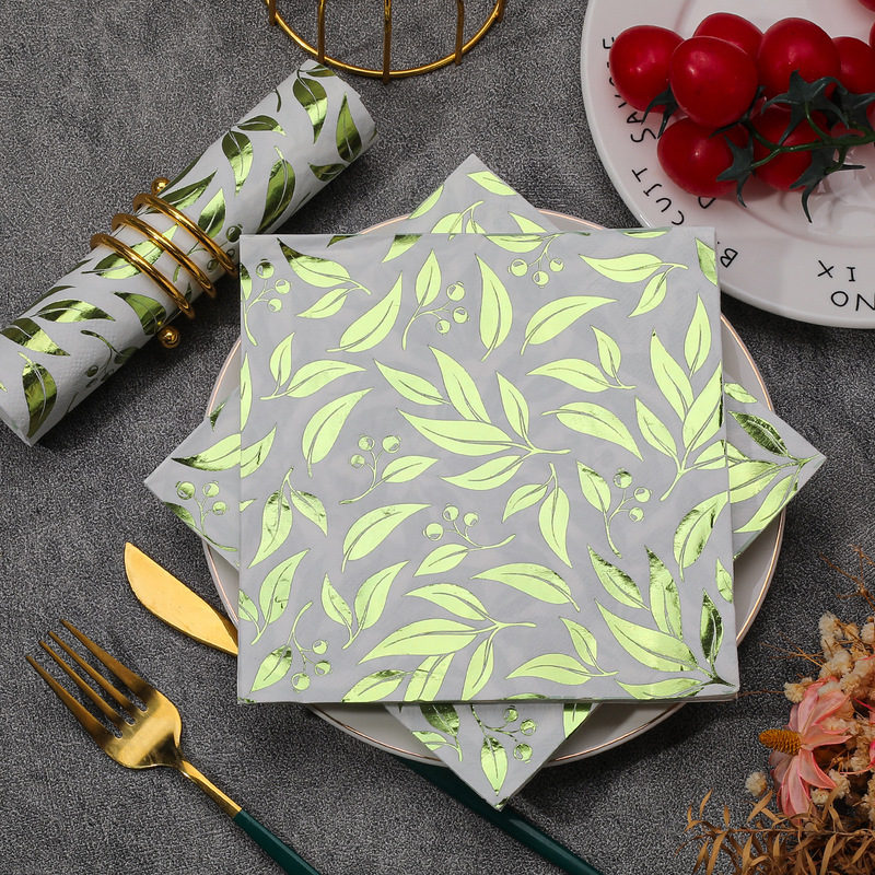 Gold Leaf Napkin Printed Square Napkin Party Napkin High-End Restaurant Disposable Napkin Gold Leaf Napkin Printed Square Napkin Party Napkin High-End Restaurant Disposable Napkin