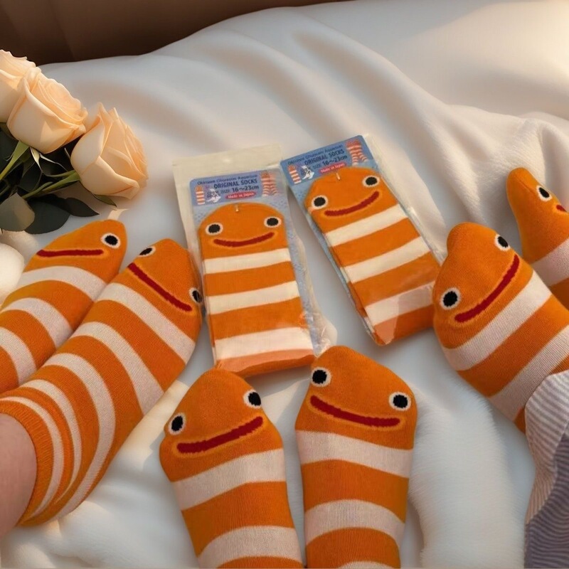 2025 Trendy Socks Garden Eel Quirky Creative Cute Hole Socks Mid-Calf Socks Fitness Striped Cartoon Thin Socks