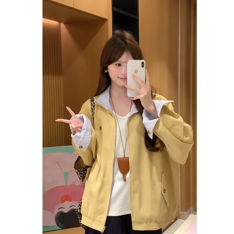 2025新款春秋美式韩版两面穿做旧哈灵顿夹克正反穿宽松外套男女潮|undefined