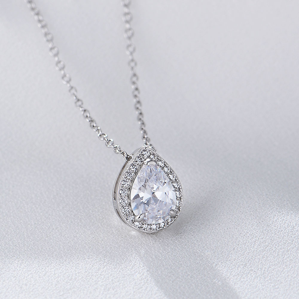 14K Real Gold Plated, Rhodium Plated Plating Material 925 Sterling Silver Pendant Material Zircon Inlay Material 925 Sterling Silver Zircon Plating Geometric Necklace