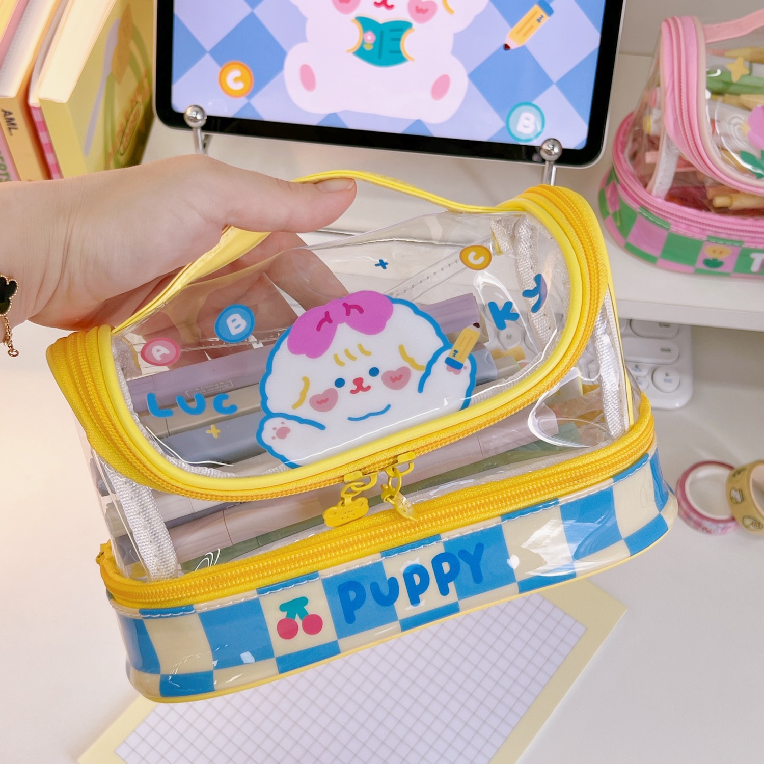 150g Weight Cute Animal Large Capacity Transparent Stationery Bag Student Stationery Wholesale