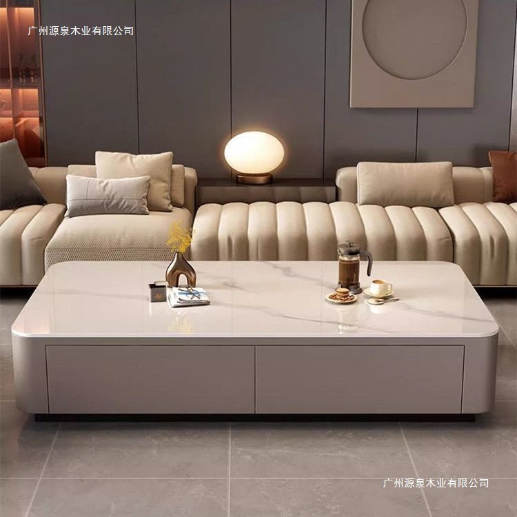 2025新型茶卓客間家庭用着地小戸型現代軽豪華茶卓岩板茶卓テレビ盤の組み合わせ|undefined