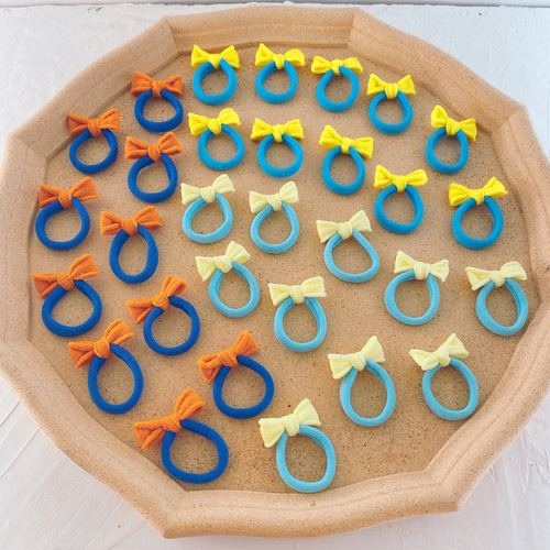 New children's hand-tied butterfly knot hair clip hair accessories, non-damaging, color-matched elastic bands, high elasticity seamless, girl's headband hair accessories