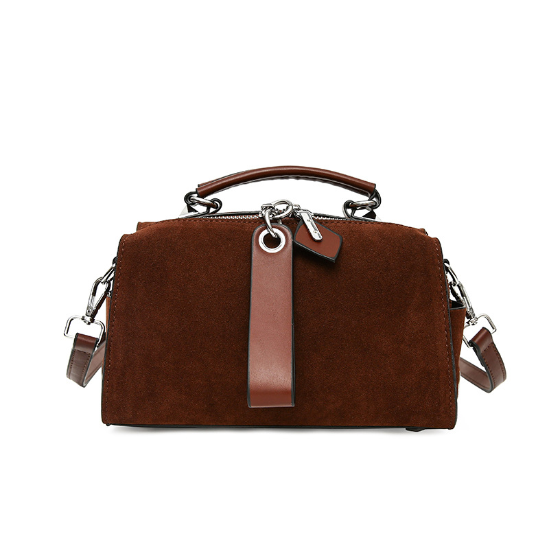 Elegante borsa a tracolla in pelle scamosciata per donna - Borsa a tracolla versatile con chiusura a cerniera, pelle PU leggera, piccolo design rotondo Boston_voghion.com