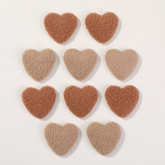 秋冬奶茶色羊羔毛絨愛心心形紐扣包扣DIY頭飾髮飾手機殼材料批發