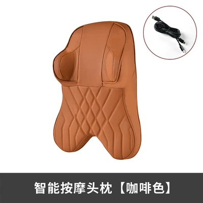 Headrest Lumbar Pillow Car Pillow Lumbar - smart-massage-headrest-brown