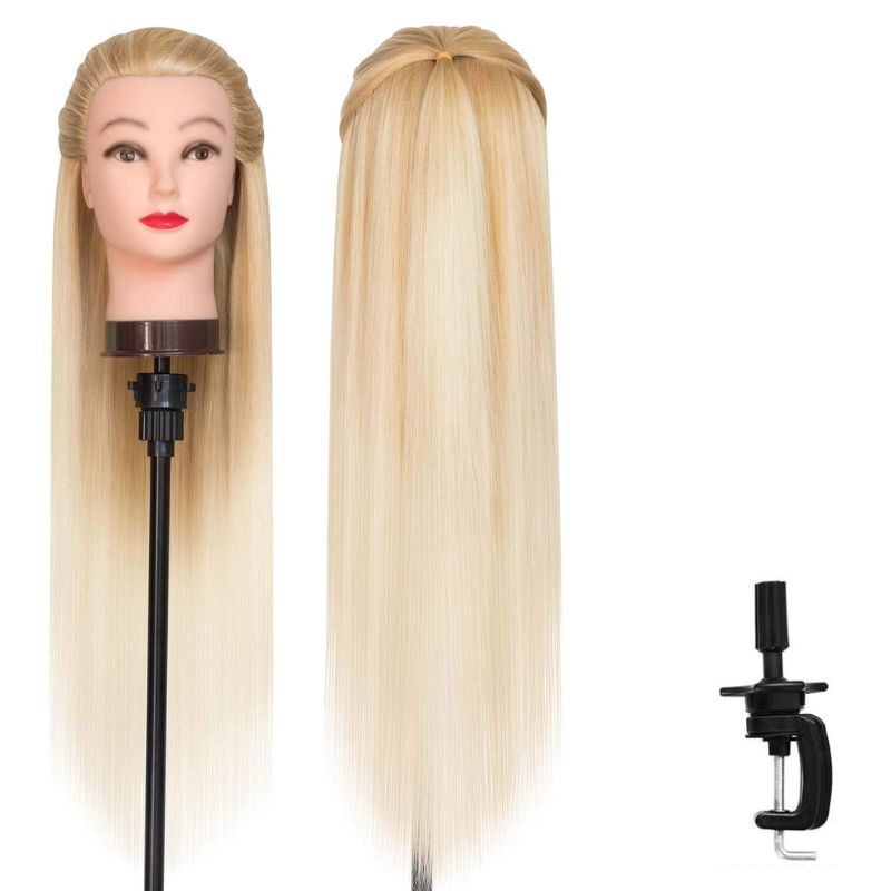 Training Head, modelo de peluca de seda de alta temperatura, práctica de cabeza, peluquería, corte de cabello, enseñanza, educación, modelo de cabeza de enseñanza
