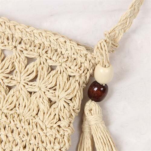 Cotton Rope Fringe Hand-tied Weaving Bag Fashion Casual Grass-woven Bag Single-shoulder Women's Bag Beach Bag Crossbody Woven Women's Bag