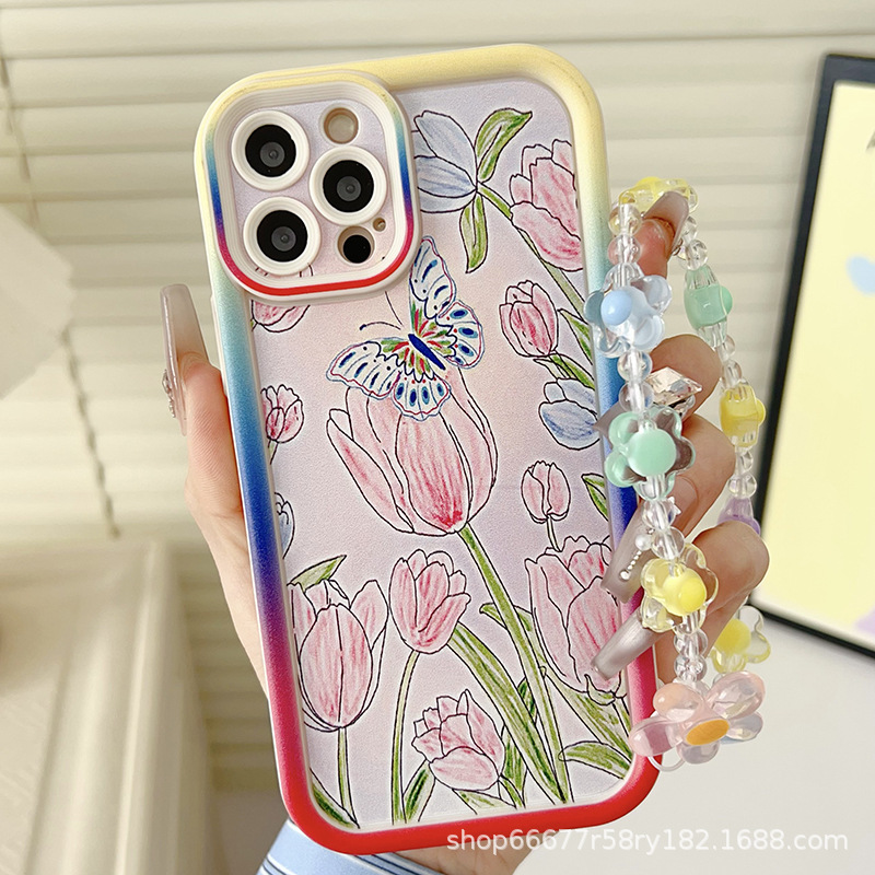 彩色蝴蝶适用VivoV50LiteY02S手机壳Y91C/Y16郁金香全包肤感