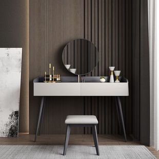 Italian Style Minimalist Style Bedroom Simple High-end Light Luxury Internet Famous Smart Lamp Rock Board Instagram Style Dressing Table Bedroom Dressing Table