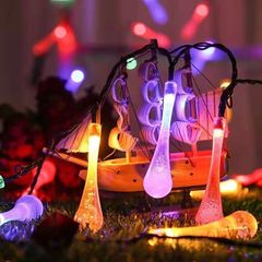 LED solar string lights, colorful star light strings, stall waterproof camping decoration light, ambiance light strings, waterdrop colorful lights