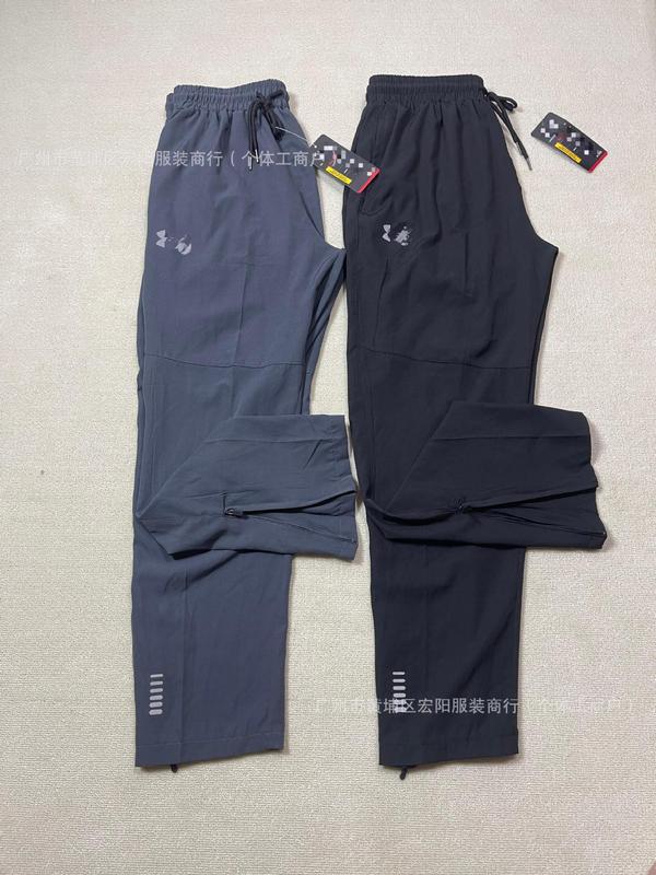 跨境直供美式冰丝速干运动长裤直筒型双拉链反光夜跑透气休闲长裤|undefined