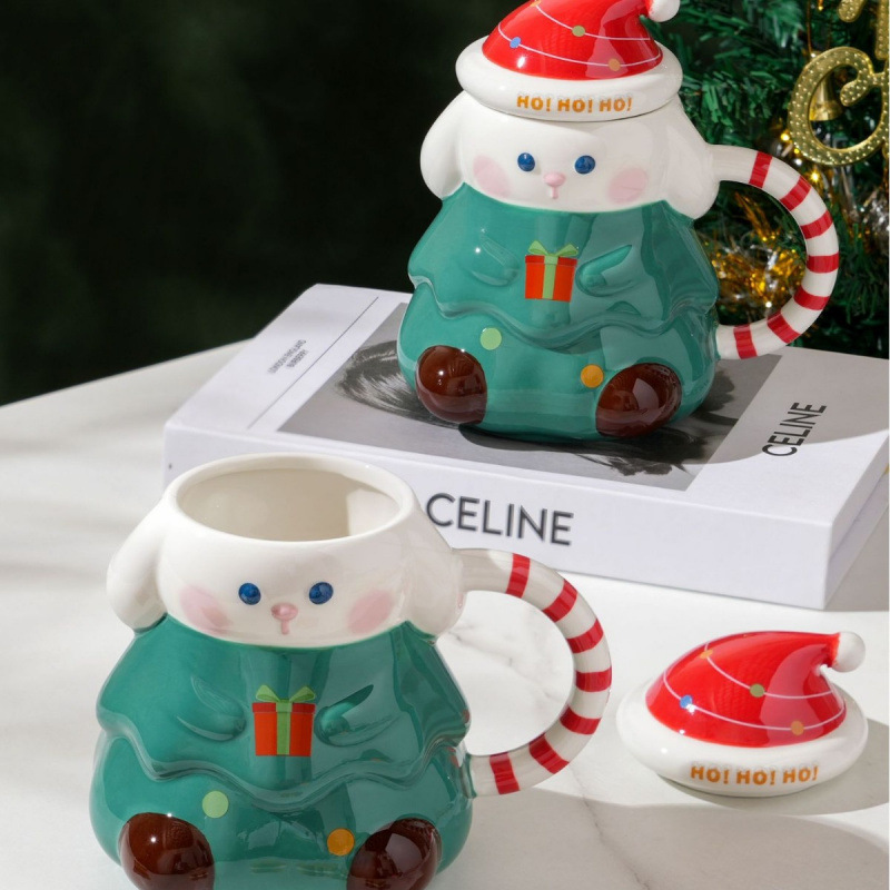 圣诞陶瓷杯陶瓷带盖可爱卡通送儿童学生女生情侣生日伴手礼品