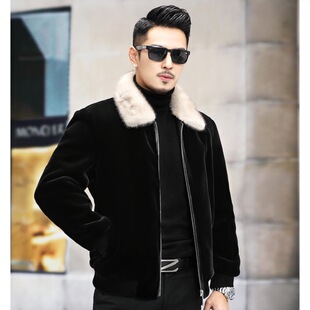 Men's mink coat imitation gold mink velvet New lapel high-end fur coat men's Haining imported fur
