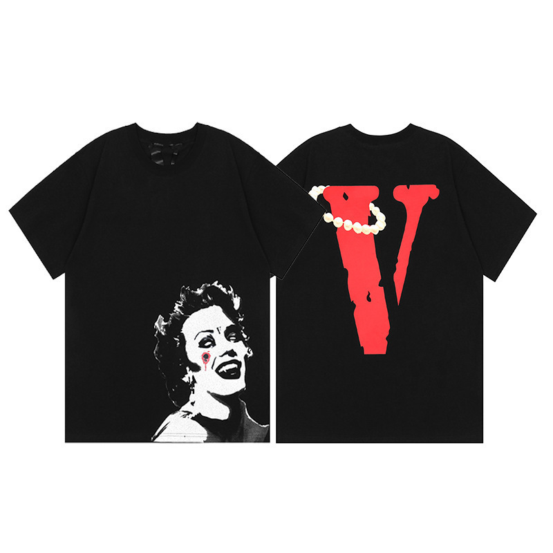 外単VLONE FOG潮牌大v字母Logo桜半袖スケッチ刺繍唇印落書きプリントtシャツ|undefined