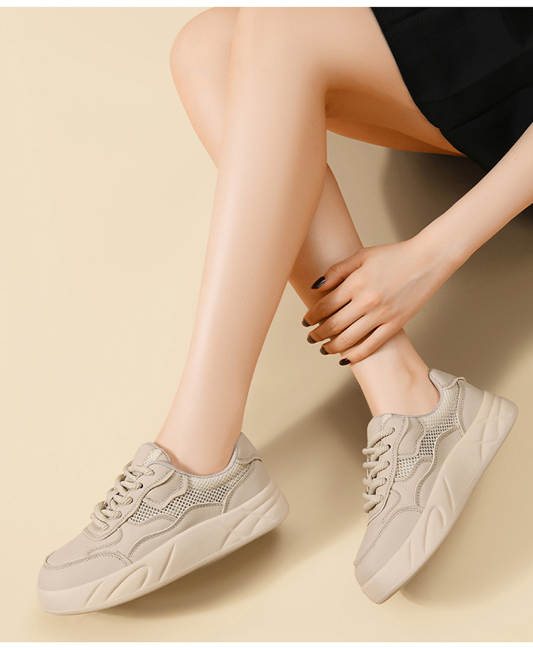 Giày sneaker nữ da thật màu trắng lưới thoáng khí đế bằng mùa hè 2025 — JST 7193 màu đen kiểu nửa kéo, gót cao 6cm, JST 1802- 1m màu, chiều cao gót 4CM, LJ 33005 màu mơ nhạt gót cao 3.5cm, LJ 33005m gót trắng cao 3.5cm chi tiết 5