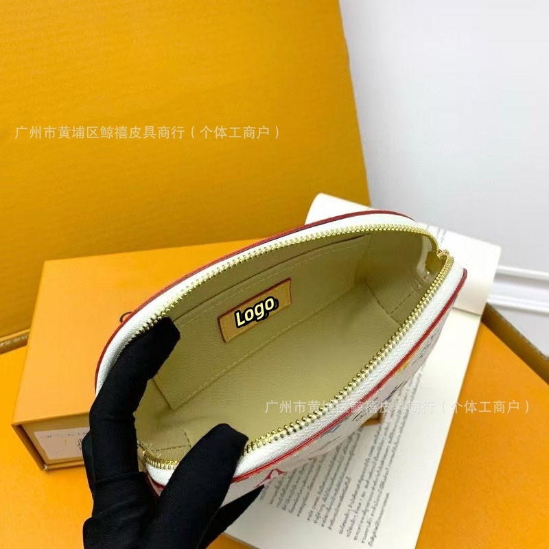 三彩化妆包真皮洗漱包外贸热销贝壳包经典潮流印花收纳包零钱包|undefined