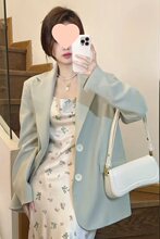 春季显瘦小个子西装外套新款复古百搭垫肩廓形西服百搭显瘦女西装