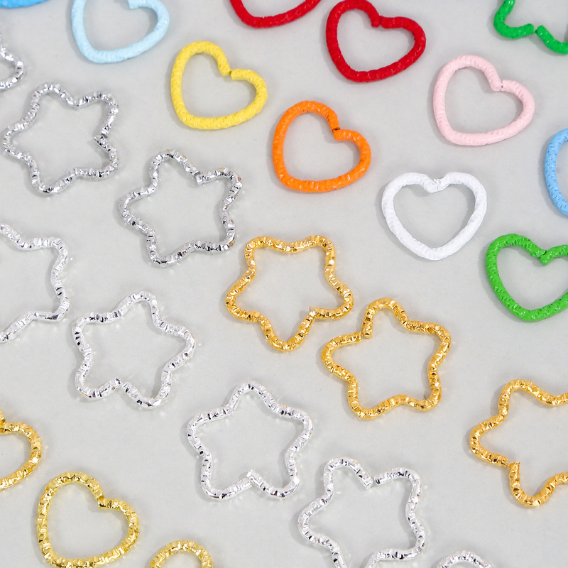 Classic Embossed Round Open Ring Heart Five-Pointed Star Metal Closed Ring DIY Jewelry Accessories Ready for Sale Classic Embossed Round Open Ring Heart Five-Pointed Star Metal Closed Ring DIY Jewelry Accessories Ready for Sale