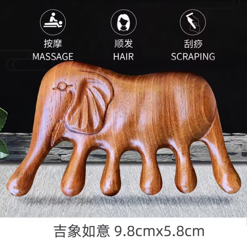 황금 백단향 코끼리 루이 마사지 빗