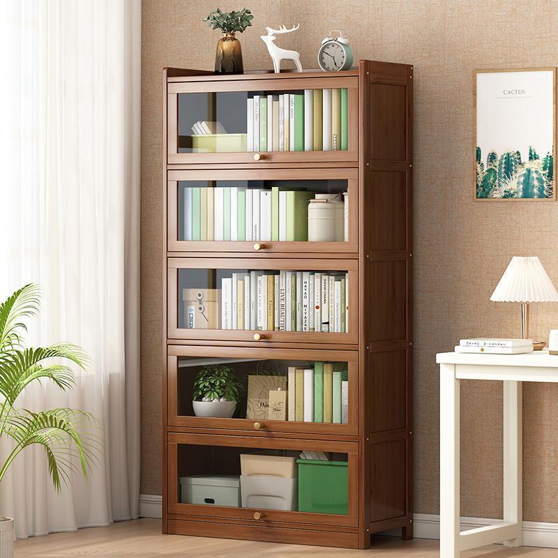 Bookshelf Storage Rack Floor-Standing Bookcase with Door Multi-Layer Desktop Children's Storage Shelf Living Room Simple Display Storage