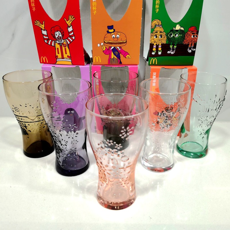 Nuevo producto 2025 Coca-Cola McDonald 's taza de vidrio batido de hamburguesas cuatro tazas de bebida de agua taza de cerveza