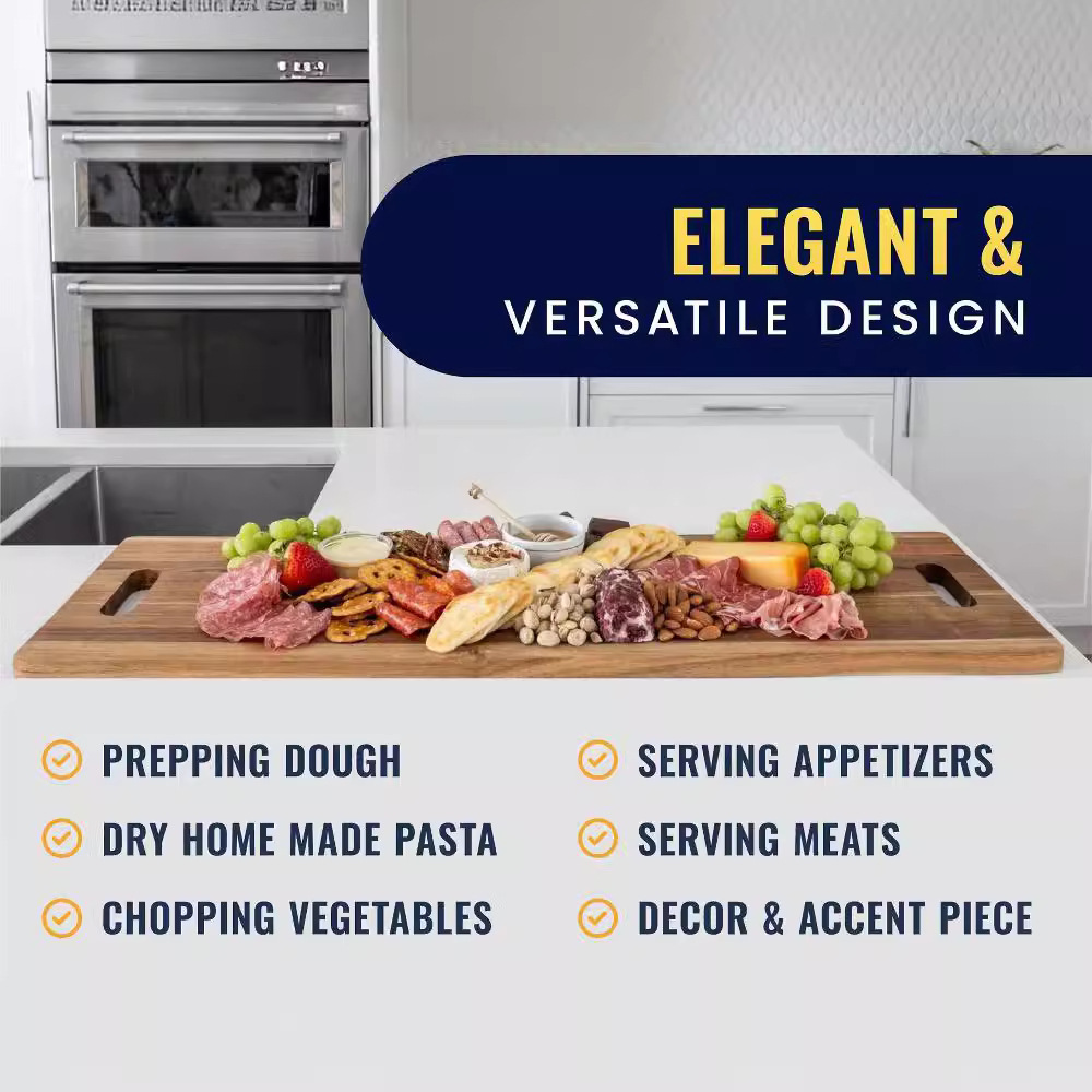 Tabla de cortar de madera con mango, pan de frutas, plato de jamón, tabla de cortar, fiesta, bandeja de bocadillos de gran capacidad
