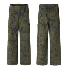 2025早秋美式户外登山迷彩工装裤男女潮牌格子纹多口袋伞兵休闲裤