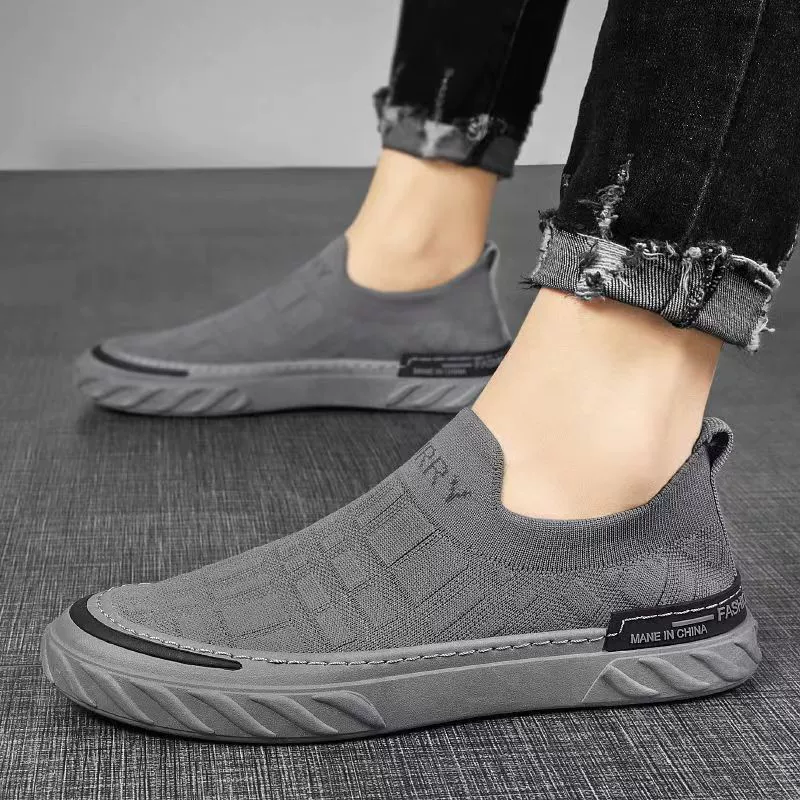Мужские кроссовки для внешней торговли, кроссовки из сетчатой ​​ткани, ленивые слипоны, эластичные спортивные и повседневные туфли для вождения.