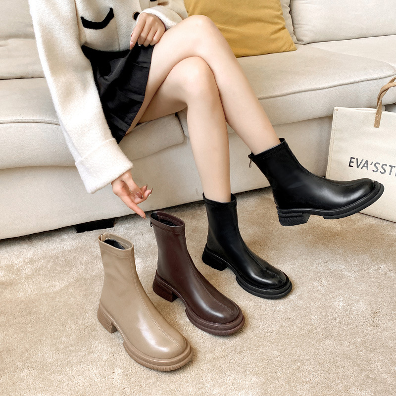 Damen Overknee-stiefel Mit Rundkappe Schlanke Passform British Style_voghion.com