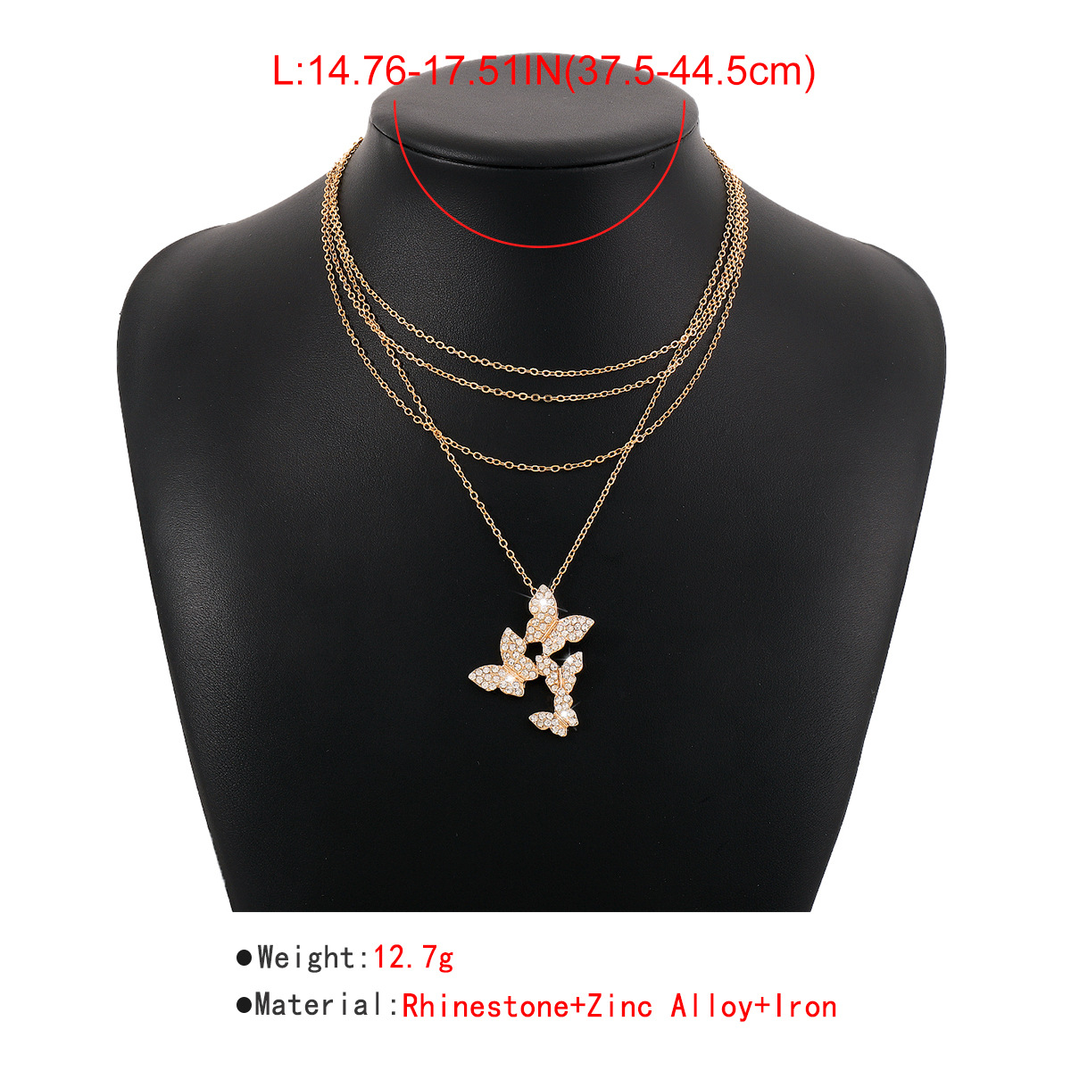 Fashion Geometric Butterfly Alloy Rhinestone Layered Womenu0027S Necklace