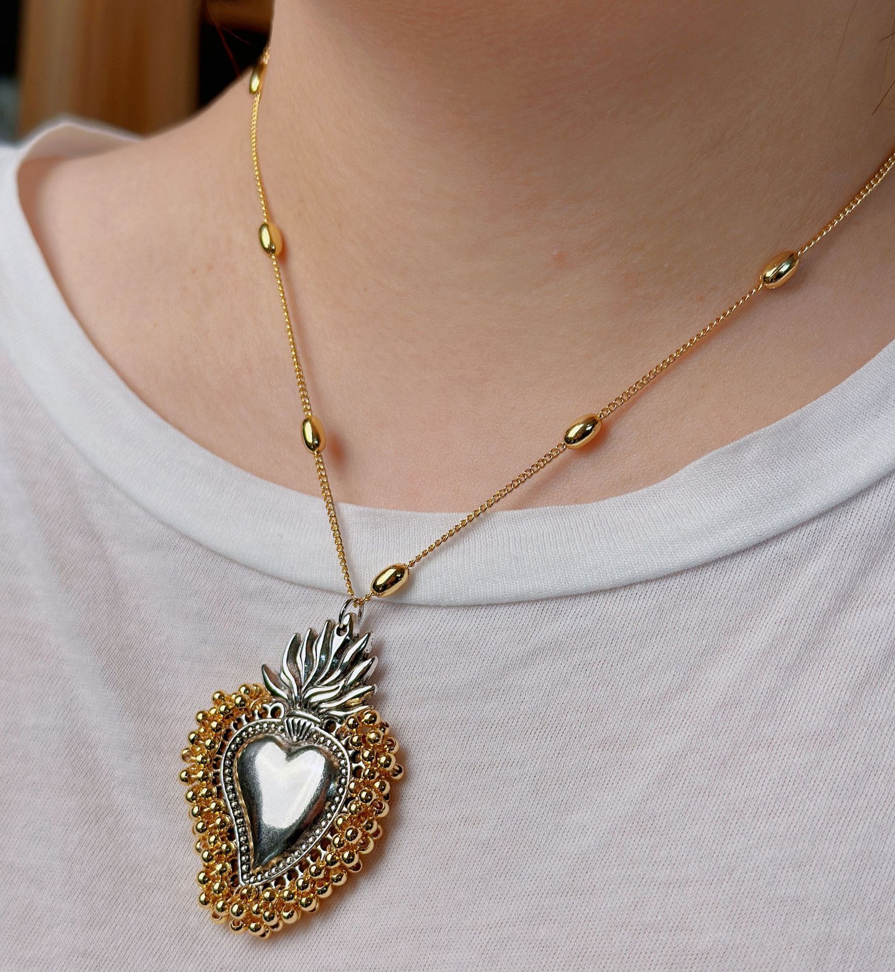 Copper Elegant Geometric Heart Shape Pendant Necklace display picture 2