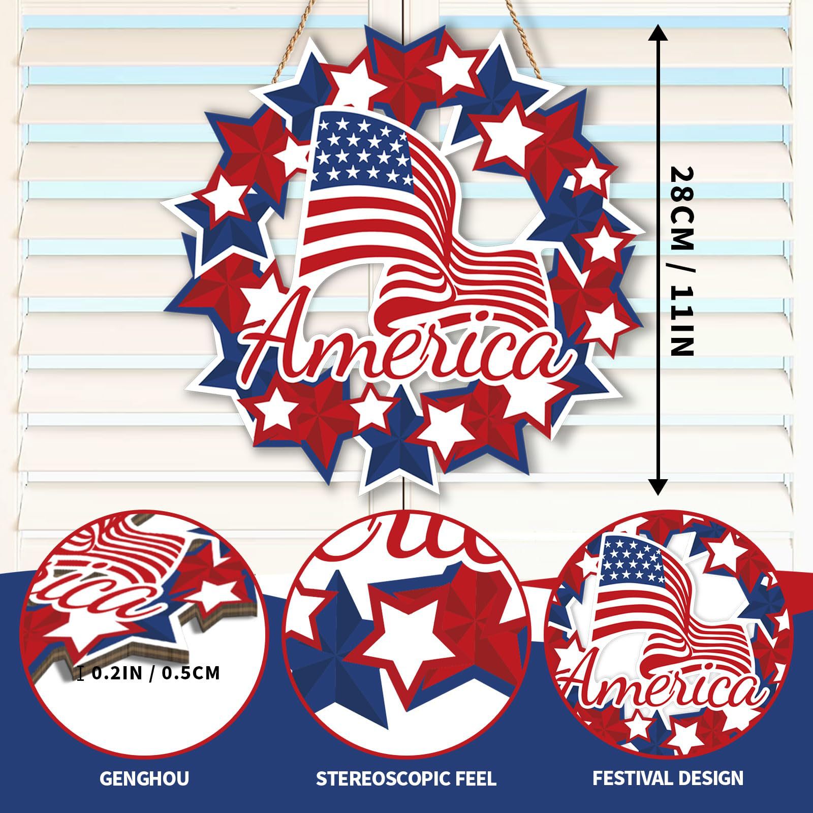 Amazon Transfronterizo Día de la Independencia de los Estados Unidos Madera Colgante Placa de Fiesta Pared Signos Decoración