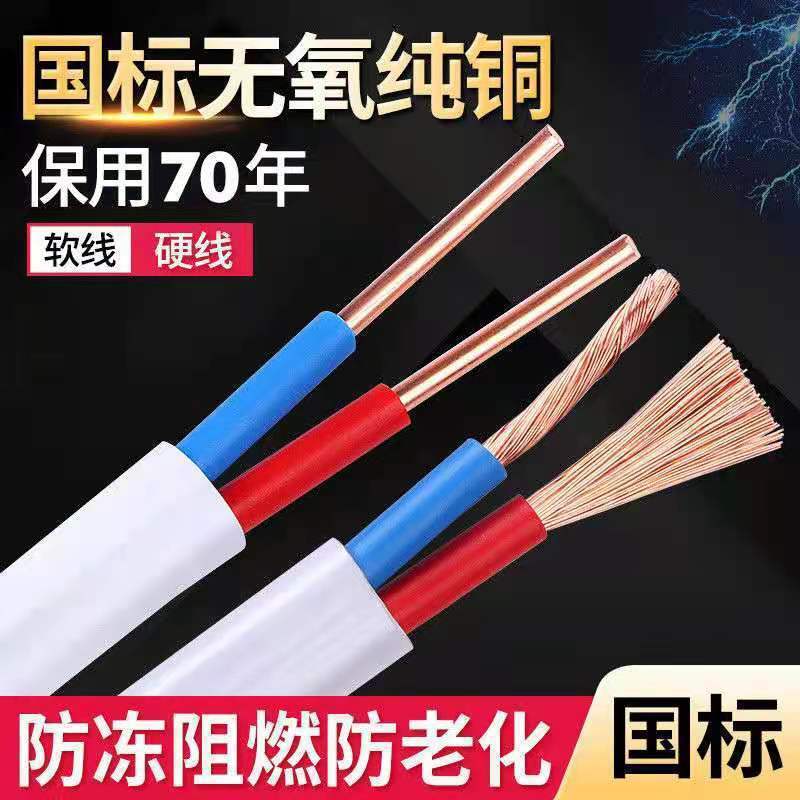 National Standard Pure Copper Wire Double-Core Bvvb/Rvvb Copper Core Sheathed Wire 2.5/4/6 Square Cable Home Decoration Wholesale