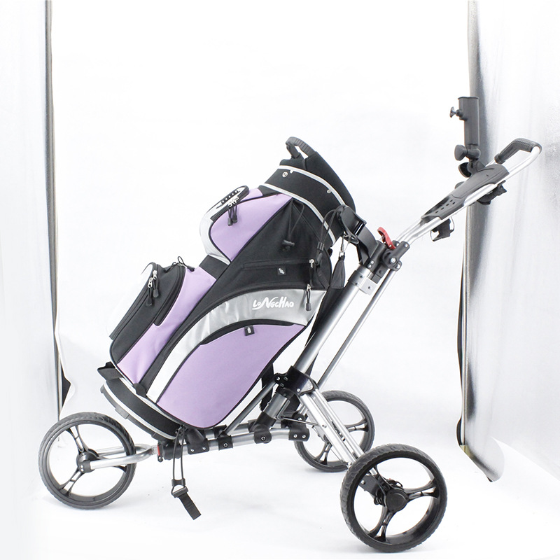 FUENTE Directo DE FÁBRICA DE Golf Carro de tres ruedas plegable de aleación de aluminio carrito de golf de almacenamiento al por mayor