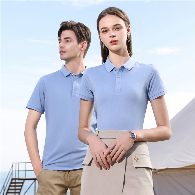 40-Count O'Dell Cotton Short-Sleeved Lapel Polo Shirt Pure Color T-Shirt Business Tops for Men and Women with the Same Printed Logo