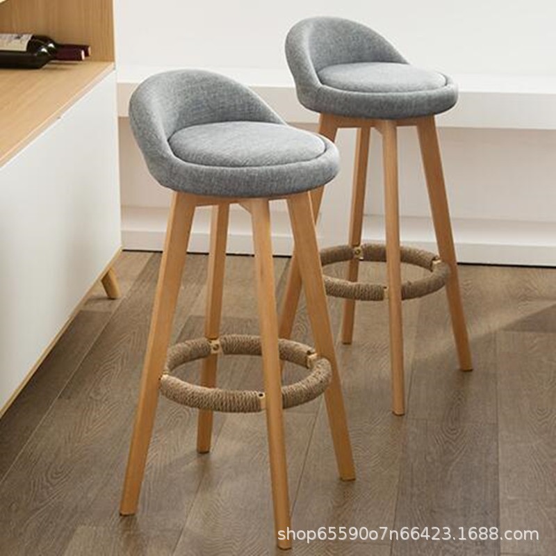 Solid Wood Bar Chair Rotating High Stool Household Bar Chair Free Shipping European Style Bar Chair Front Desk High Chair Fashion Bar Chair