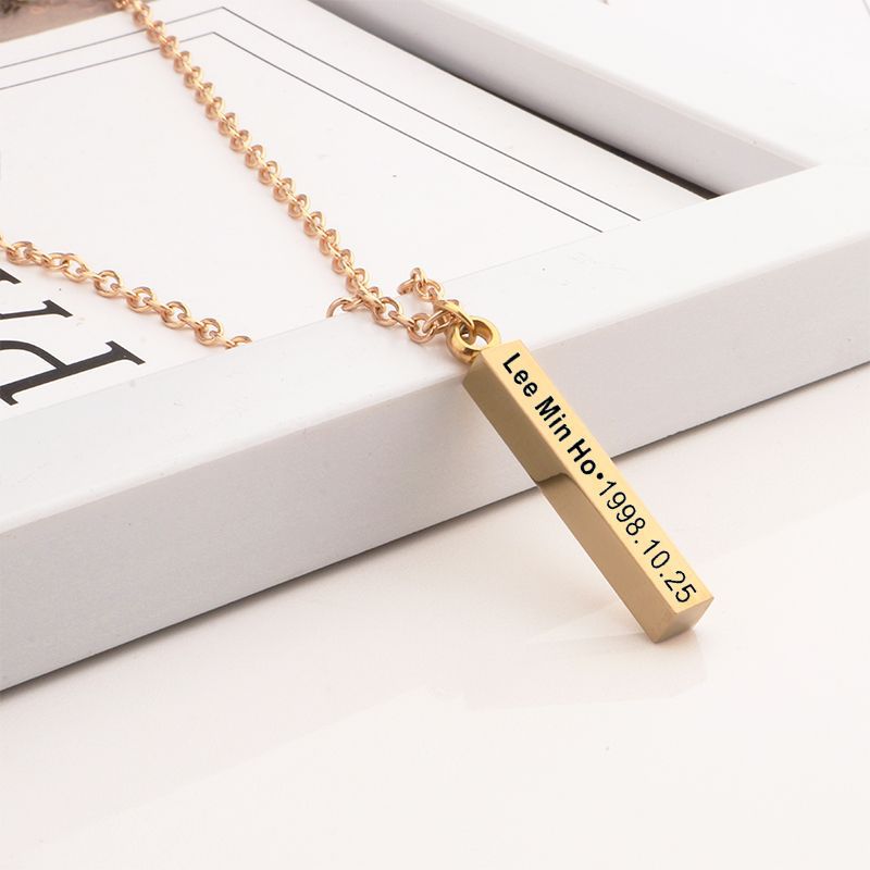 Collar de Acero Inoxidable con Colgante de Columna de los Deseos, Personalizable con Fechas de Cumpleaños, Cadena Versátil para Ropa, Éxito de Ventas en Yiwu image 4
