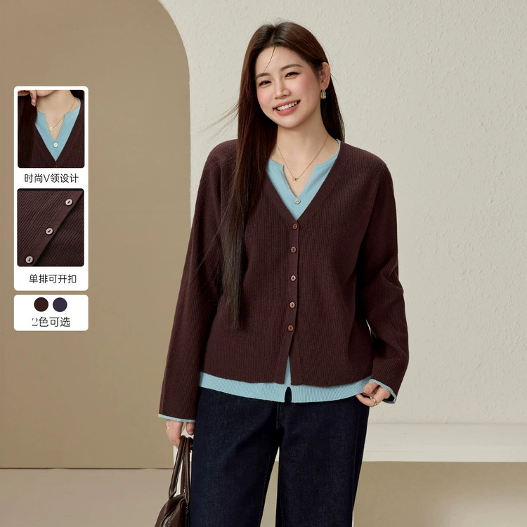 [Неловко расслабляться мягкий клейкий свитер] Блэк-шоу большой размер женский поддельный топ из двух топов толстый мм зимний новый