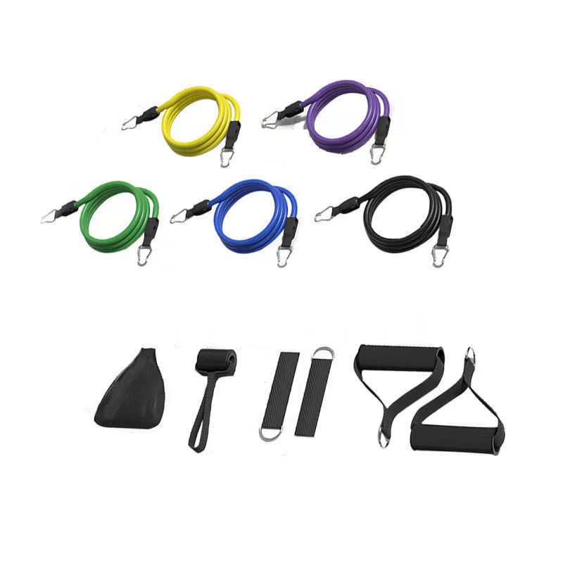 11 piezas de conjunto de cuerda de tensión combinada conjunto de ejercicios físicos de expansión de pecho equipo de ejercicios físicos de forma de cuerda de resistencia tensor multifuncional