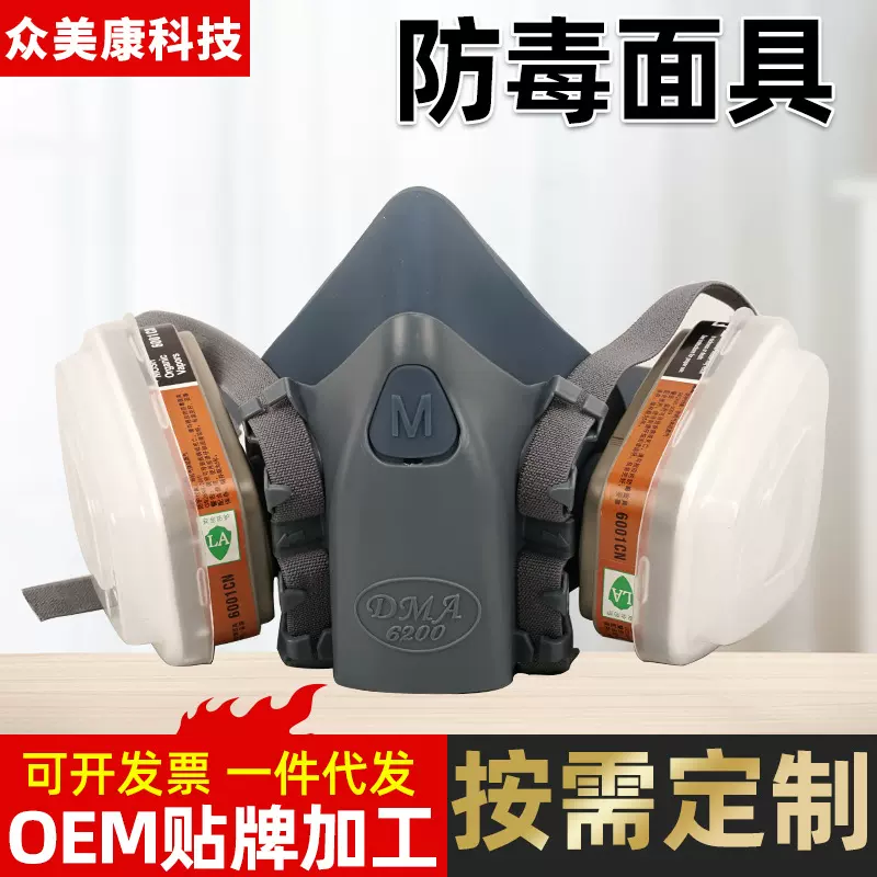 6200喷漆化工气体防甲醛防异味防飞沫打农药防护罩防毒面具DMA