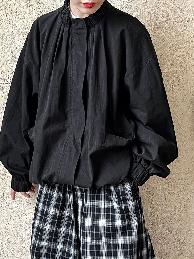 鹿西の新型ゴム立襟運動郭形ジャケット女性2024秋カジュアルファスナー上着3988