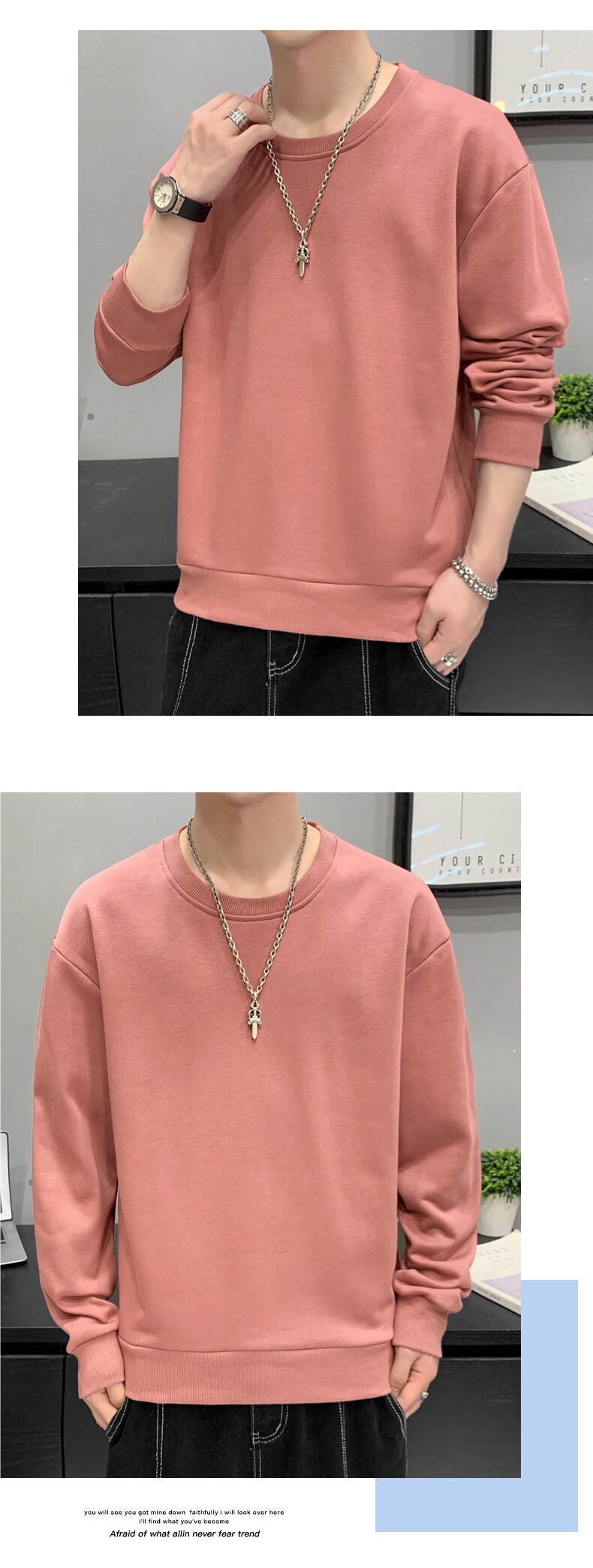 Men's Long Sleeve Sweater Casual Round Neck Pullover For Men_voghion.com