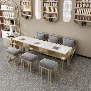 Light Luxury Internet Celebrity Manicure Table Marble Vacuum Cleaner Single Double Three-Person Table Chair Cp