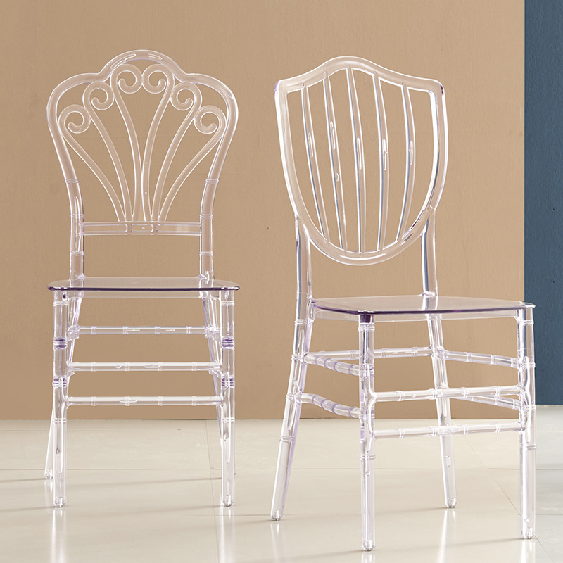 Silla transparente famosa en internet, silla de acrílico con aspecto de bambú, silla de resina para hotel, silla de plástico para banquetes de boda al aire libre, silla de cristal.