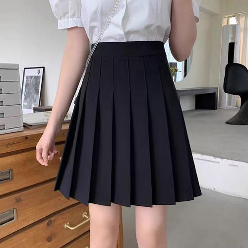 Women's new jk black and white new high-waist slimming student sports meeting pleated short skirt large size anti-exposure skirt
