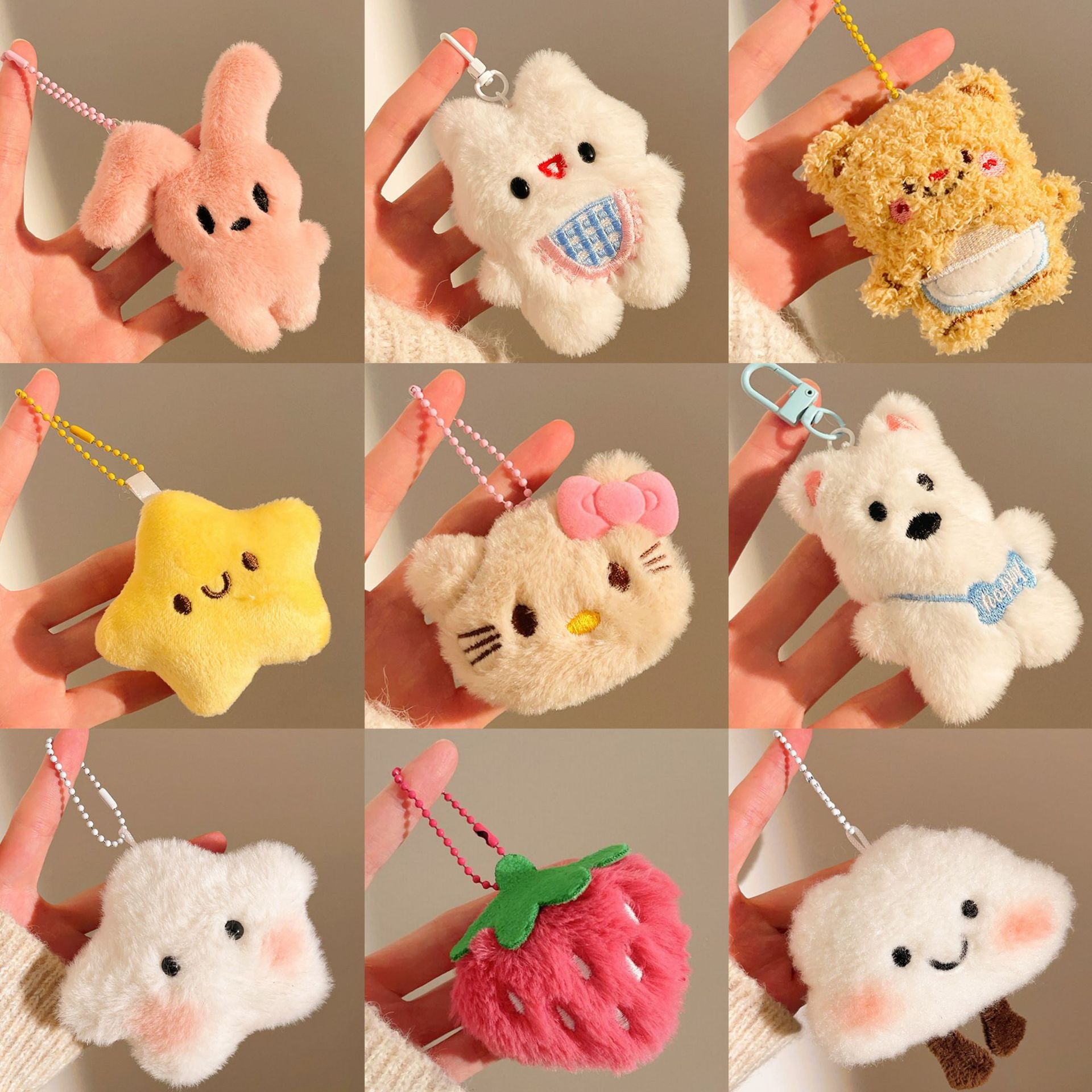 Small Gifts for Street Stalls, Cute Plush Doll Pendants, Small Toy Chains, Soft and Adorable Bag Accessories Wholesale